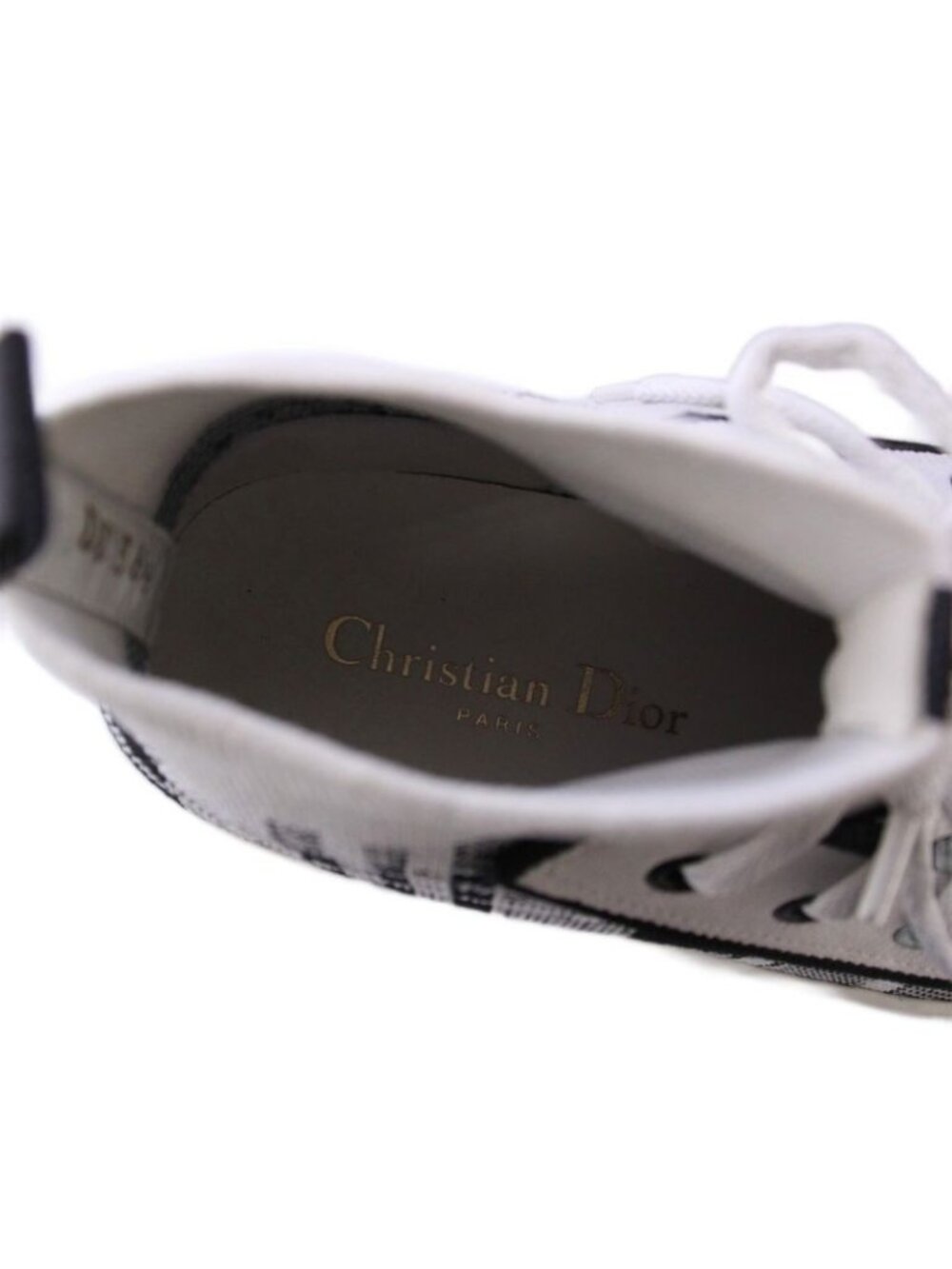 Christian Dior Walkn High Cut Sneakers Check 36.5 Black White Kck341 Tkt19 - Picture 7 of 7